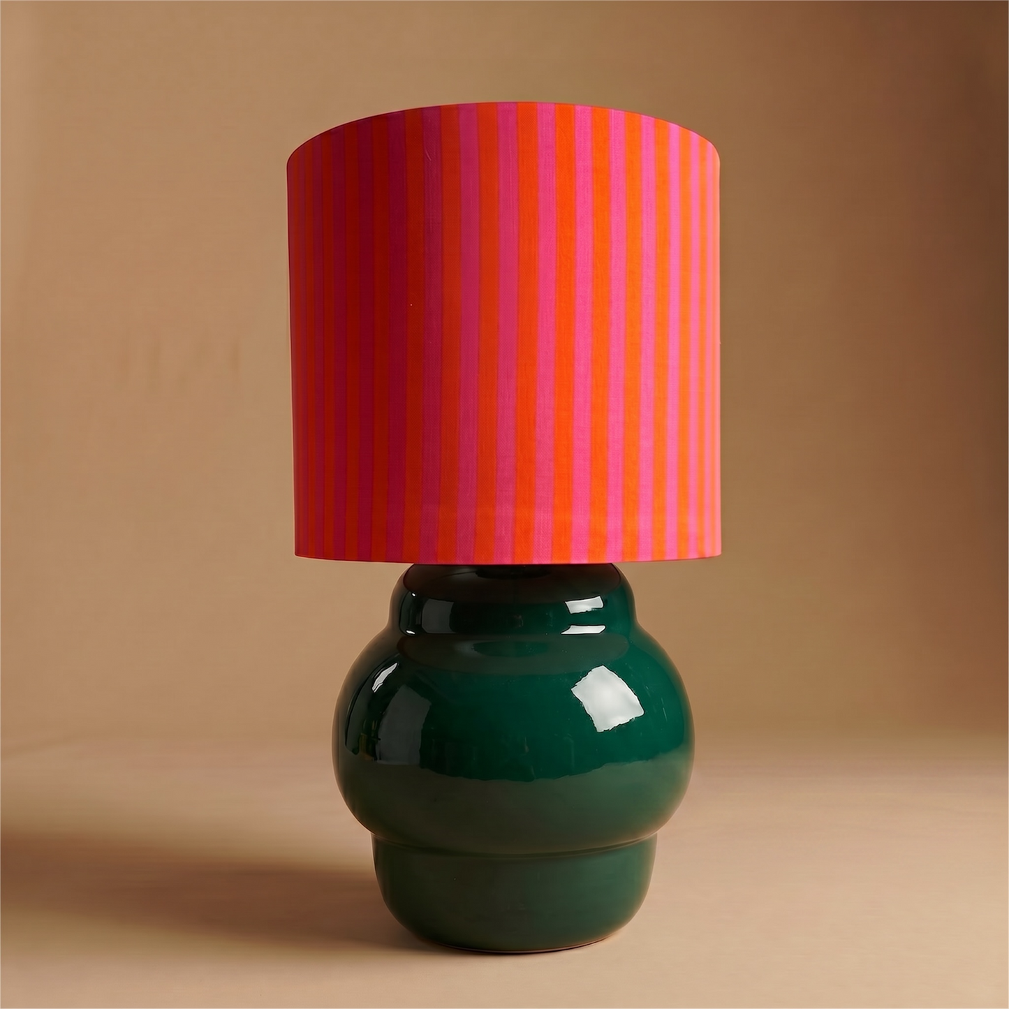 Pepa esmeralda + pantalla algodón rayas rosa con naranja