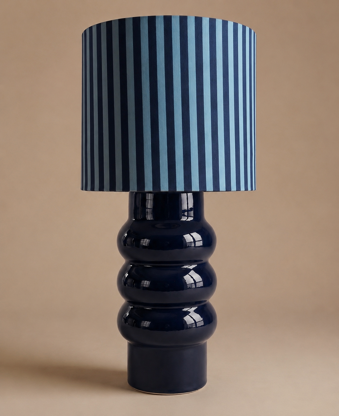 Toña Azul Índigo + Pantalla de Algodón Rayas Azul Marino